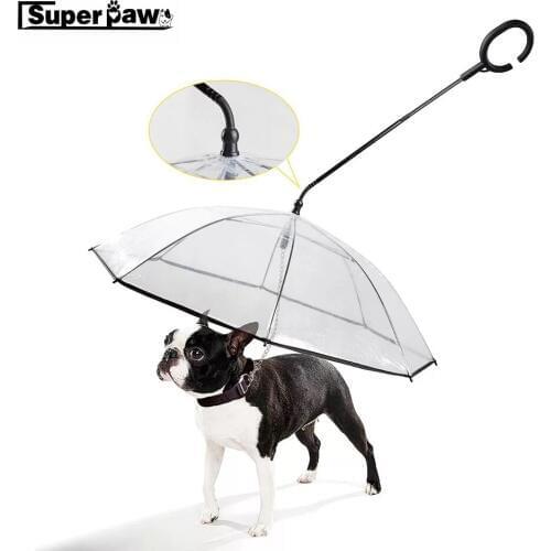 New Pet Dog Umbrella Transparent Portable Adjustable Rainy Snowing Outdoor Travel Small Dog Cat Umbrellas with Pets Leads LSD04