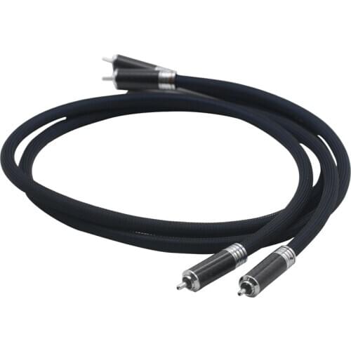 Pair 5N OCC silver plated copper audio hifi interconnect cable with carbon fiber Rhodium platef RCA plug