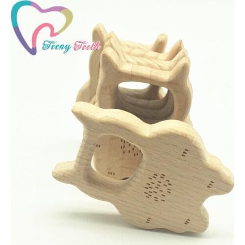 Teeny Teeth 10 pcs Natural Wood Monster Teether Pendants High-Quality Untreated Wood Teething Toy/Pendant. DIY Wood Supplies