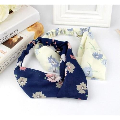 New Retro Headbands Fashion Girls Cross Knot Floral Elastic Headwrap For Women Makeup Wash Face Hair Accessories