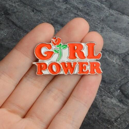 Rose Flower Red Girl Power Enamel Pin Feminist Brooch Feminism Badge Lapel Pins Custom Brooches for Women Gifts Wholesale