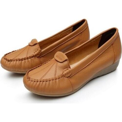 Women Flats 2019 Handmade Casual Women Shoes Genuine Leather Slip On Breathable Ballet Flats Women Loafers