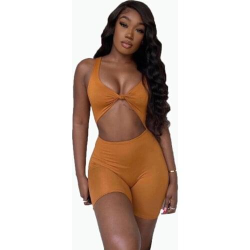 Sexy Hollow Out Women Sleeveless Romper Jumpsuit Bodycon Bodysuit Slim Fit Sports Pants Clubwear Backless Biker Shorts Playsuit