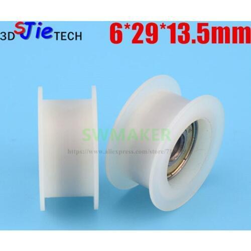 1pcs 6*29*13.5mm nylon H grooved pulley with 626 bearing pulley embedded in rubber