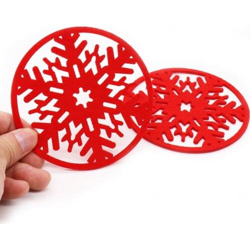 10Pcs/Set Merry Christmas Snowflake Shape Cup Mat Dinner Table Coasters Dish Pad New Year Christmas Decorations For Home Decor