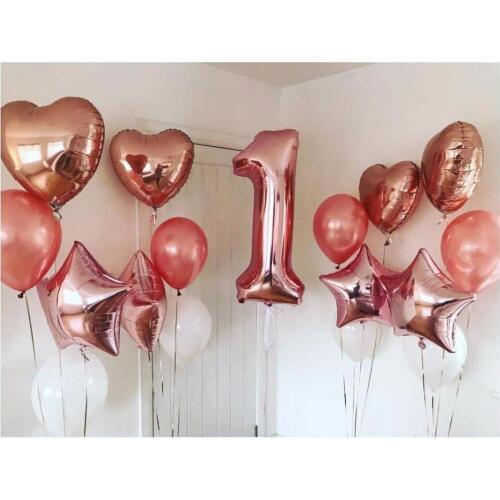 2pcs Rose Gold Heart Foil Balloons Baby Shower Birthday Party Decorations Rose Gold Decorations Heart Balloon for Wedding
