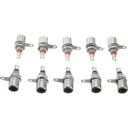 20pcs Panel Metal Mount RCA Female Socket Adapter for TV DVD Computer Speaker Solder Type Audio Cable Connector Plugs Black+Red