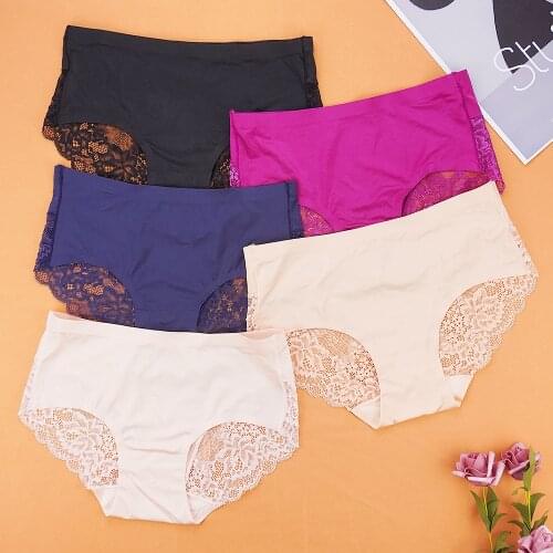 3Pcs/Lot Womens Panties Sets Silk Briefs Seamless Underwear Female Lace Underpants Lady Panty Woman Floral Pantys Sexy Lingerie