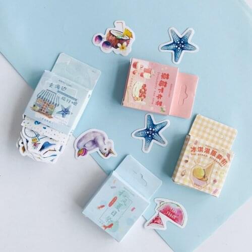 46 pcs/pack Kawaii Lets Go To the Beach Summer Series Paper Stickers Scrapbooking DIY Diary Album Stick Label Decor Kids Gift