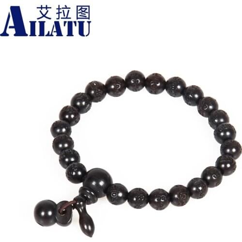 8mm Lightning Wood Buddhism Prayer Beads Om Mani Padme Hum Mantra Wooden Fish Tibetan Mala Bracelet Buddhist Jewelry