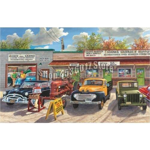 Diamond Mosaic Old Rustic Inn Cars & Trucks Full Square Diy Diamond Painting Diamond Embroidery Home Decoration Cross Stitch Kit