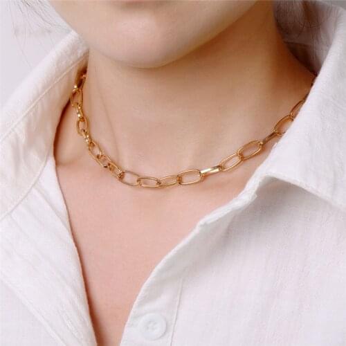 Minimalist Big Thick Chain Choker Necklace for Women Fashion Gold Silver Color Aluminum Necklace Punk Hip Hop Necklace Jewelry