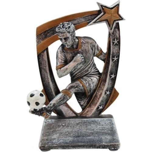 Europe Resin Silver Football Player Creative Trophy Ornaments Sports Soccer Man Statue Miniatures Home Decor Accessories Gifts