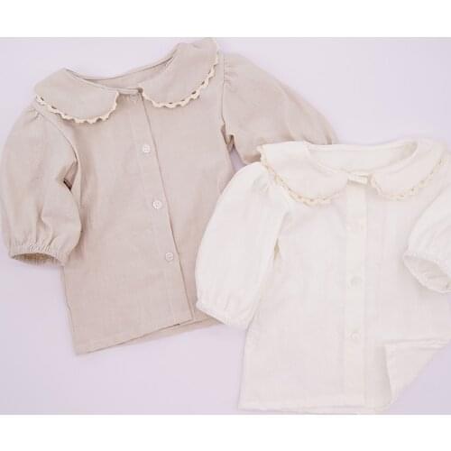 Baby Girls Cotton Blouse Shirts Fashion Children Kids Toddlers Lace Tops Puff Sleeve Clothes Summer Autumn Cute Clothes For Baby