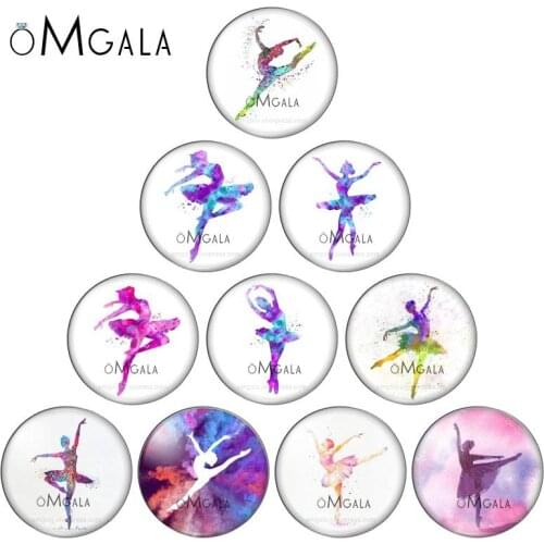 Beauty Dancing girls ballet 10pcs 8mm/10mm/12mm/16mm/18mm/25mm/30mm Round photo glass cabochon demo flat back Making findings