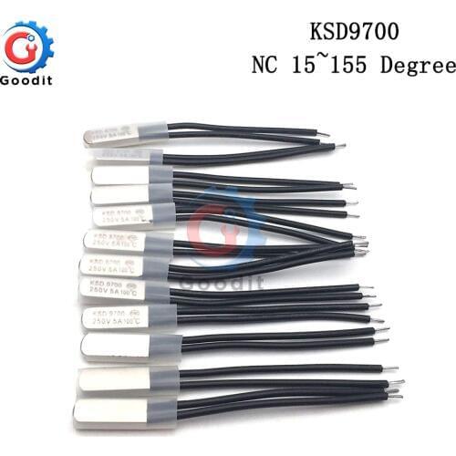 KSD9700 250V 5A 15~155 Degree Bimetal Disc Temperature Switch Normal Close Closed Thermostat Thermal Protector 60 80 Centigrade