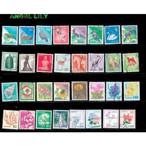 50 Pieces / Lot All Different Japanese Used Cute Postage Stamps With Post Mark For Gift Colelction