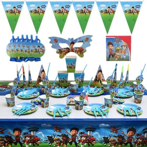 Paw Patrol Anime Theme Childrens Birthday Party Holiday Events Disposable Cutlery Cutlery Paper Cup Paper Plate Party Supplies