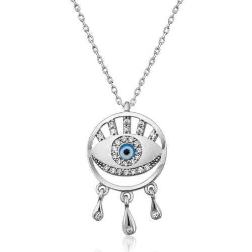 Real Silver 925 Jewelry Silver The Genres Change eye necklace