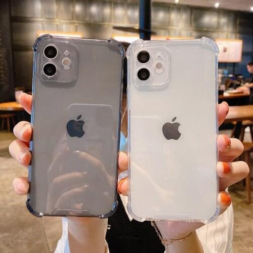Solid Color Camera Protection Phone Case For iPhone 11 12 Pro Mini X XR XS Max 7 8 Plus SE 2020 Clear Shockproof Soft TPU Cover