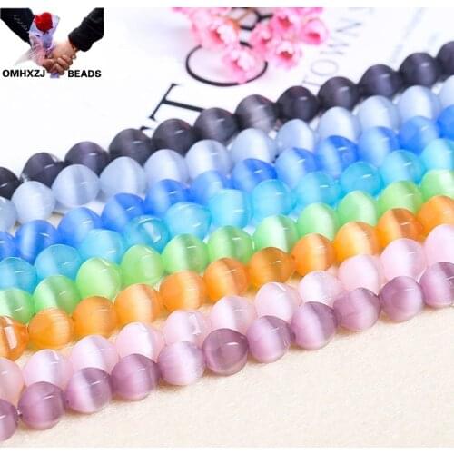 OMH Wholesale JD198 8mm Natural Jewelry DIY Making Bracelet Necklace Natural AAA Cat Eye Loose Spacer Faceted Round String Beads