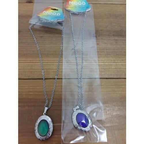 Large heart heart necklace rose oval crystal mermaid change color mood necklace Big crystal cartoon moon