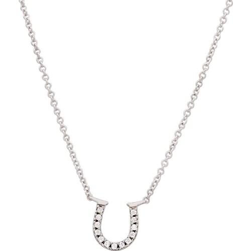 Lomeo 2021 new 100% 925 silver high quality original logo diamond U-shaped horseshoe necklace simple female Valentines Day gift