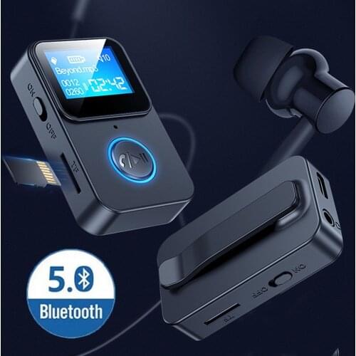2021 Bluetooth 5.0 Receiver LED Display MP3 Music TF Player Wireless Handsfree Audio Receiver FM Transmitter Lossless Music