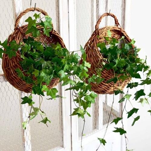 Rattan Vase Basket Hand Made Wicker Nest Flower Pot Eco-Friendly Wall Hanging Vase Container Storage Basket Home Decoration