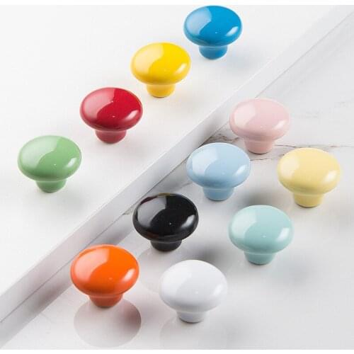 1PCS Ceramic Kids Room Cabinet Handle and Knobs Modern Simple Solid Color Cupboard Door Drawer Pulls Furniture Hardware