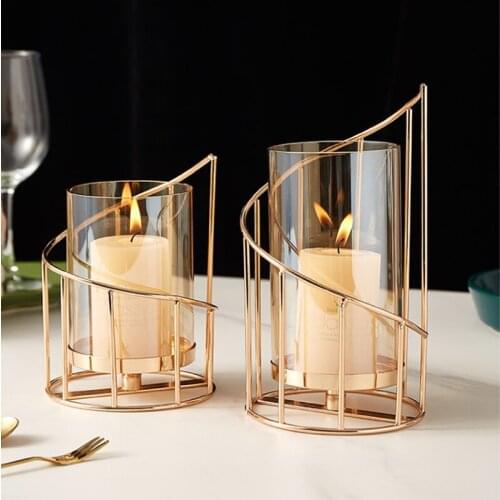 Scandinavian romantic Candlestick decoration living room table luxury Iron Candle decoration candlelight dinner props
