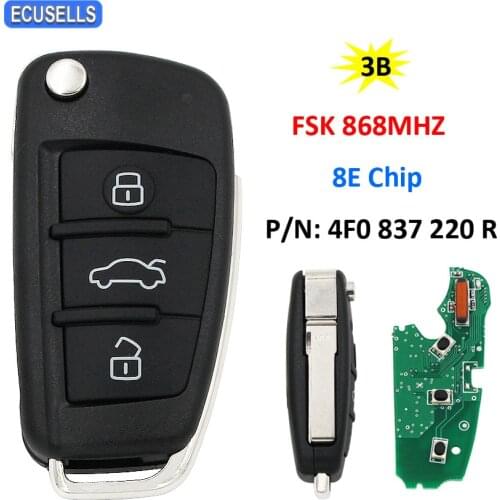 Folding Flip 3 Button Remote Car Key FSK 868Mhz 8E Chip for Audi A6 A6L S6 Q7 2006 2007-2012 P/N: 4F0 837 220 R 4F0837220R