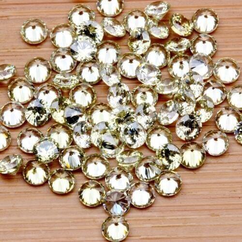 Light Yellow Color 1000pcs 0.8-4mm AAAAA+ CZ Stone Round Cut Beads Light Cubic Zirconia Synthetic Gems For Jewelry