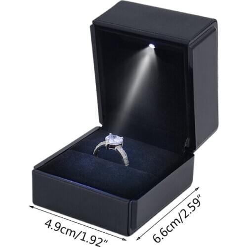 LED Lighted Earring Ring Gift Box Wedding Engagement Ring Jewelry Display Holder A0NF