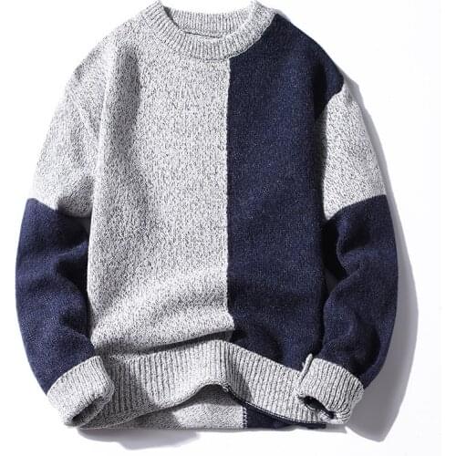 Patchwork Sweater Men Autumn New Casual Harajuku Pullover Men Streetwear O-Neck Winter Slim Fit Men Sweater
