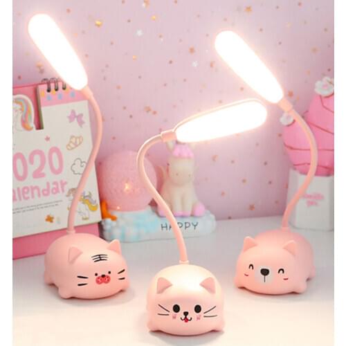 USB Recharge Cartoon Cute Pet Bear Pig Cat Dog Led Table Night Light Child Eye Protection Warm White Desk Lamp Novelty Lighting