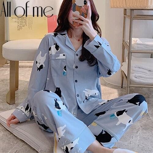 Womens Pajamas Set Pijama Lingerie for Female Homewear Spring V-Neck Long Sleeves Trousers Suit Sleepwear Pyjamas Sets Viscose
