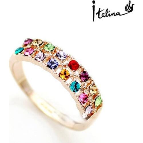 New Sale Brand TracysWing Genuine Austria Crystal 18KRGP gold Color Rings for Women # RG95126Multi