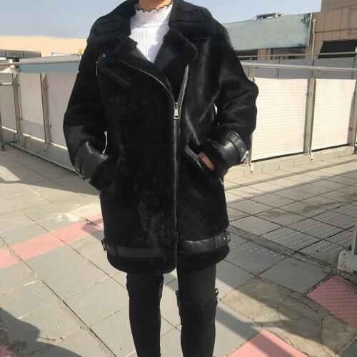 Winter Coat Women Wool Jacket Fashion Casual Sheep Overcoat Unique Design Collar 2020 New Arrival