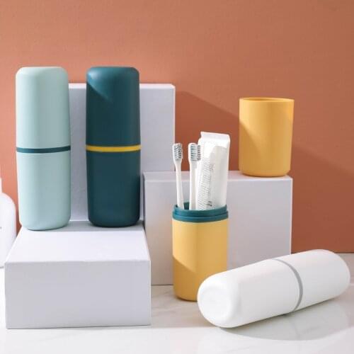 Toothbrush Travel Case, Plastic Toothbrush Holder and Cup Portable Toothbrush Toothpaste Storage Box for Travel Bathroom