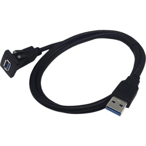 1M Socket Cable USB 3.0 Auto Car Flush Mount Male to Female Extension Cord Dashboard Panel Square Audio Line for Motorcycle