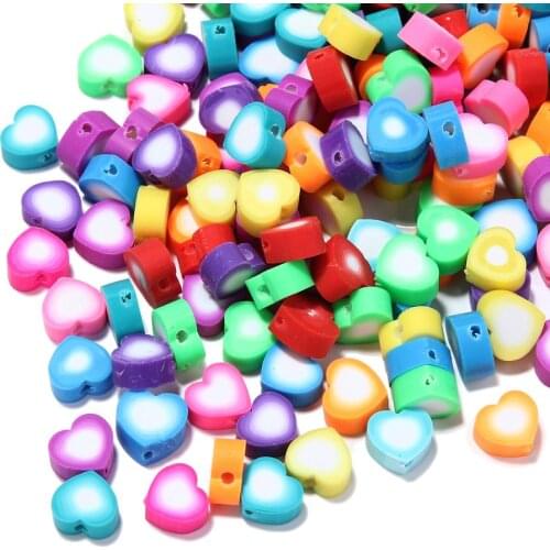 100pcs Polymer Clay Beads Heart shape Beads Spacer for DIY Jewelry Making Bracelets Necklace