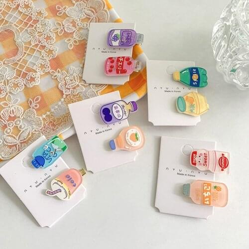 2PCS/set 2021 Mini Children Hairpin Drink Bottle Hair Clips Baby Side Bangs Clip For Cute Girls Headdress Hair Accessories