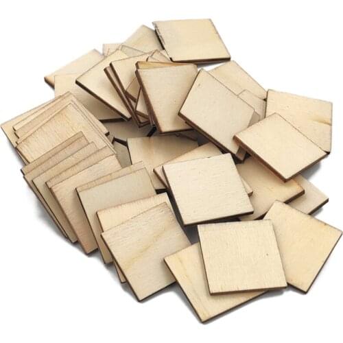 20pcs 30mm Wood Board Wooden Squares Cutout Tiles, Natural Rustic Craft Wood for Home Decoration, DIY Supplies