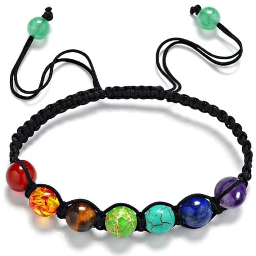 2019 8mm Big Beads 7 Chakra Bracelet Yoga Bracelet Healing Balance Supernatural Lava Reiki Stones Beads Bracelet Women Jewelry