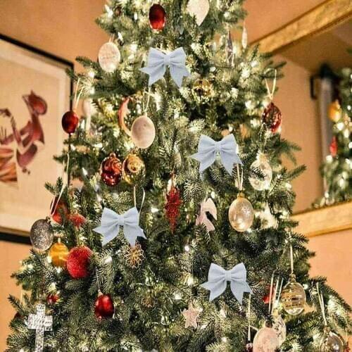 4pcs Christmas Tree Decoration Glitter Bows Hanging Xmas Party Ornament Decor ge