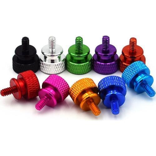 5PCS 6#-32*6.5/12 Aluminum Alloy Computer Case Side Panel Hard Disk Hand Screw Knurling Thumb Screws Color Nail