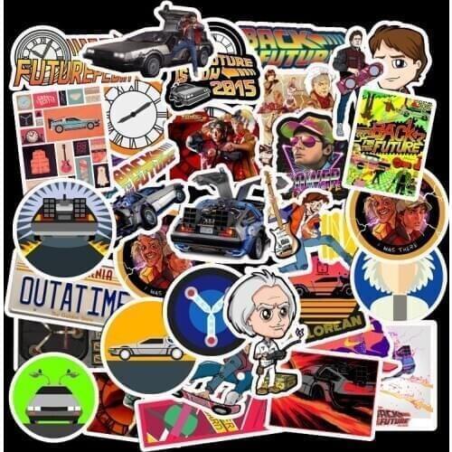 50Pcs Movie Back To The Future Stickers Pack For Car Laptop Fridge Phone Skateboard Travel Suitcase Sticker DIY Toy For Boy Gift