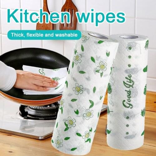 50Pcs/Roll Of Reusable Lazy Rags Bamboo Towels Wet And Dry For Kitchen Dishcloths Hand Towel Rolls Organic Dishwashing Cloth