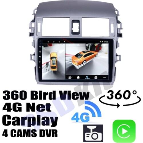 Car Audio Navigation GPS Stereo Media Carplay DVR 360 Birdview 4G Android System For TOYOTA Corolla E140 150 2006~2013